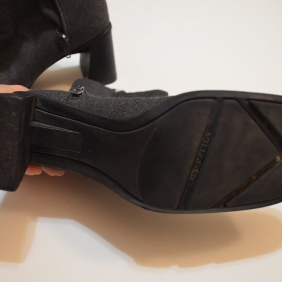 VILLAGER TsannShengCorporation Dark Gray Wool Block Heels 2.5' Zip Side Women 6M - Picture 10 of 10
